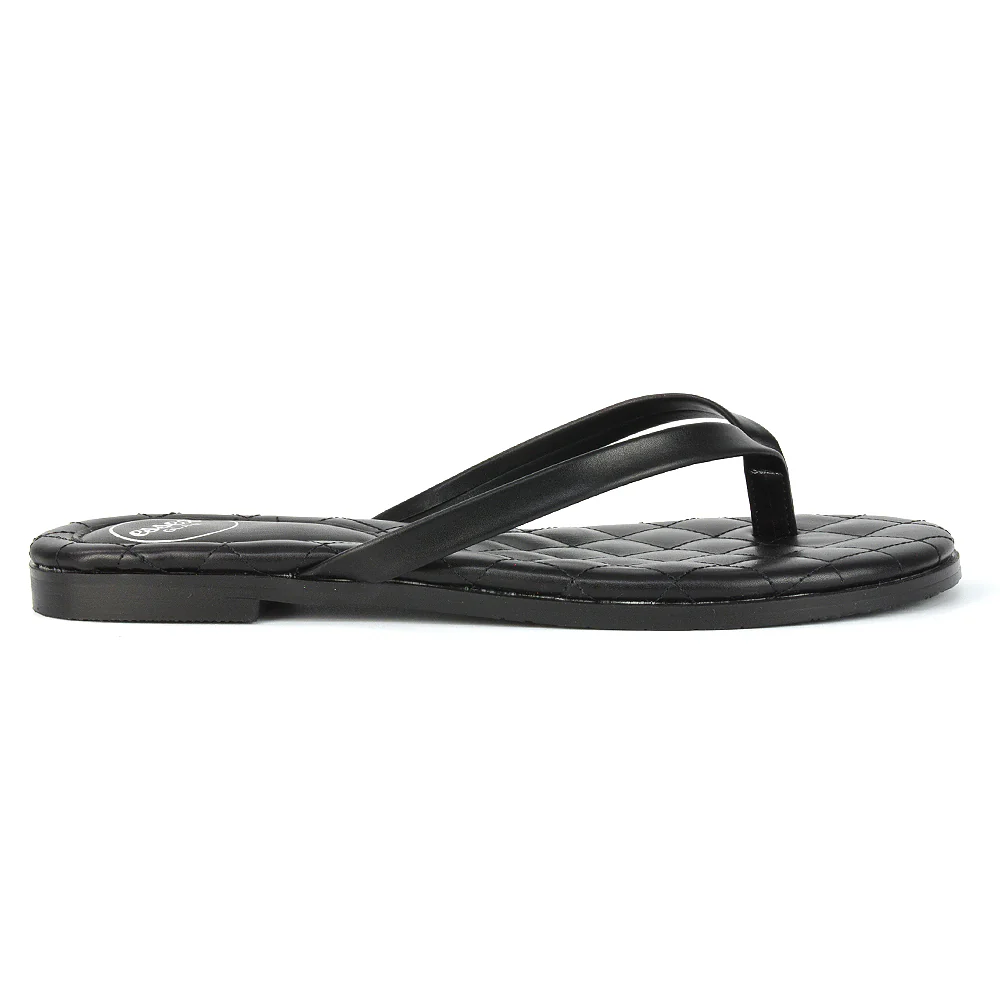 Emersyn Quilted Insole Design Flat Toe Post Flip Flops Summer Sandals in White - Image 81