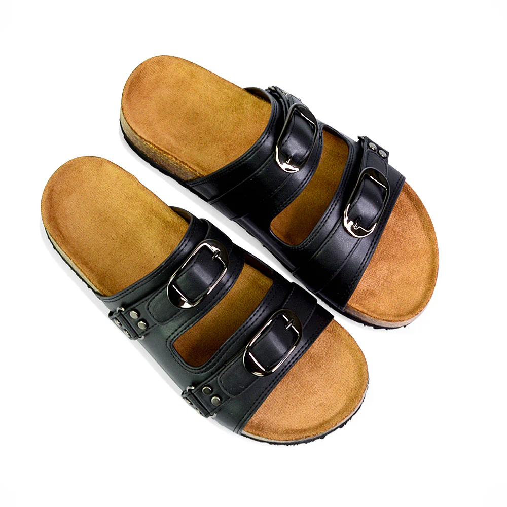 Evan Strappy Slip On Mule Summer Holiday Buckle Flat Sandals Sliders in Taupe - Image 103