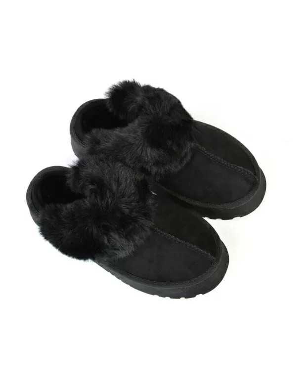 Faith Slip On Faux Fur Slippers with Platform Sole in Beige - Image 5