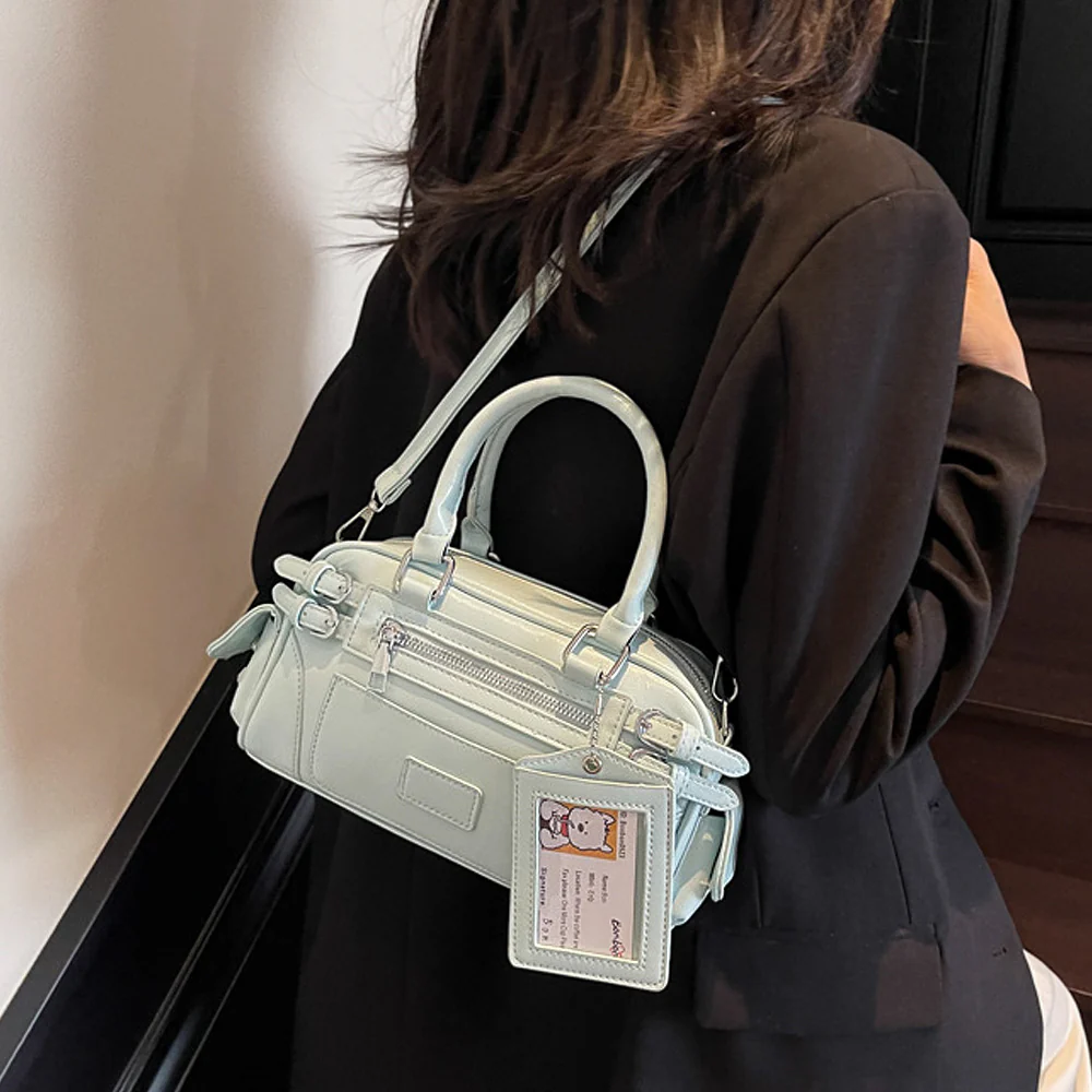 Faye Small Zip Crossbody Tote Bag With Handle in Black - Image 5