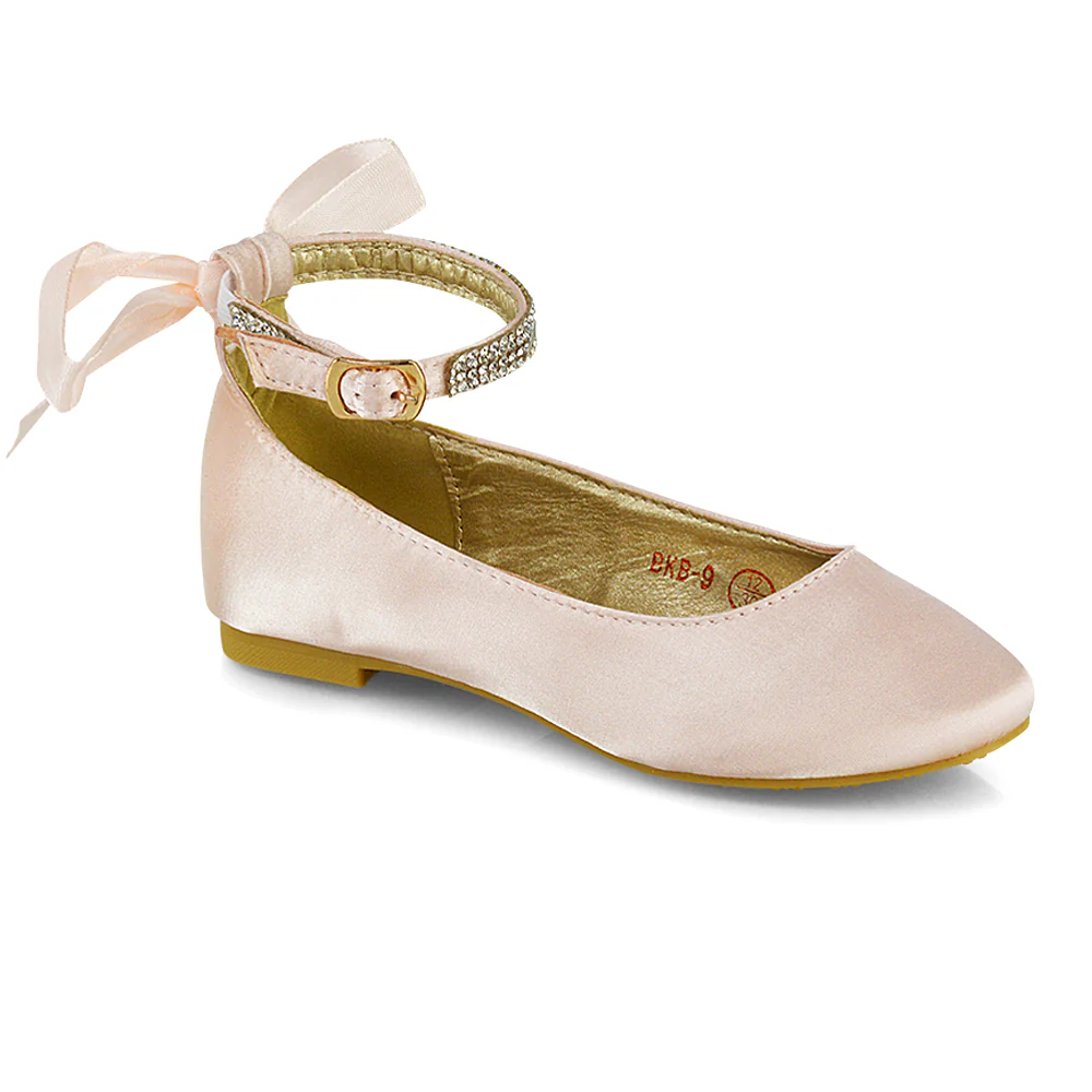 Fifi Bow Detail Embellished Sparkly Ankle Strap Diamante Flat Ballerina Pumps In White Satin - Image 38