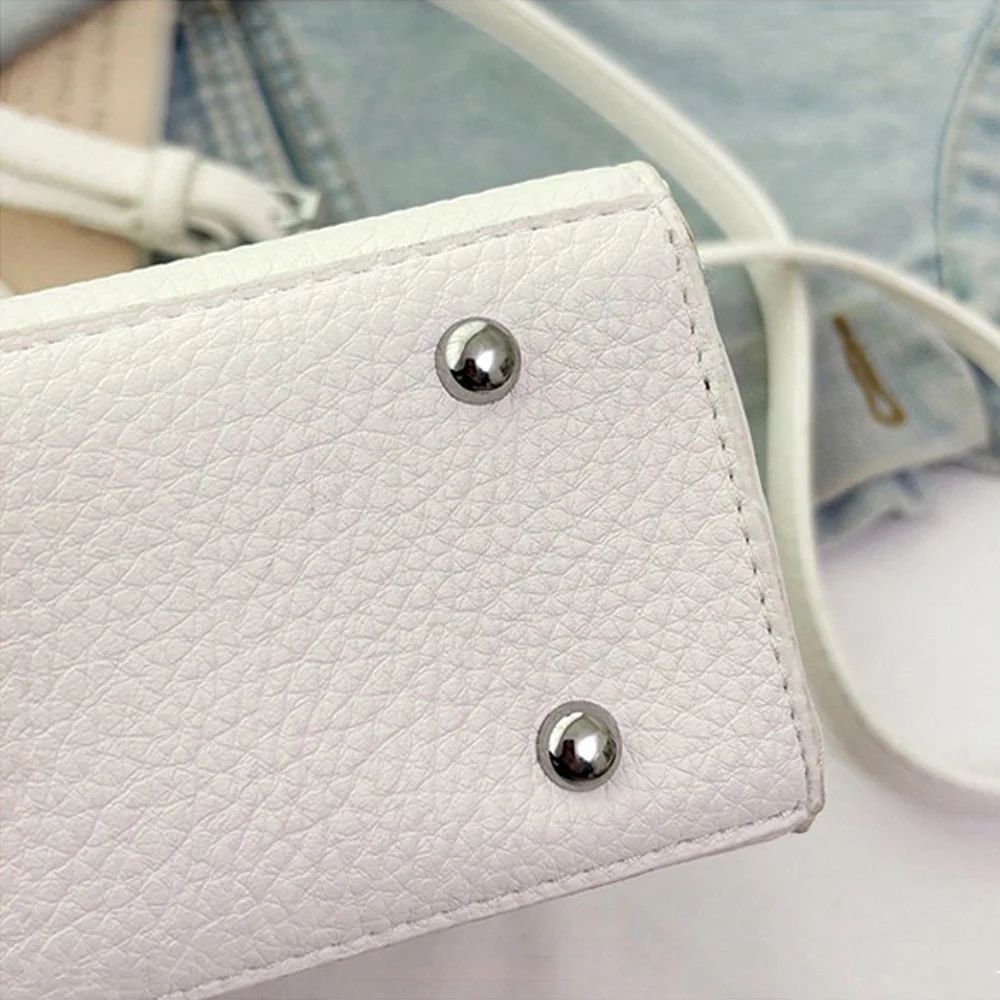 Fleur Mini Tote Bag With Adjustable Crossbody Strap in White - Image 2