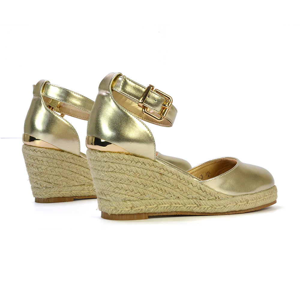 Forest Closed Toe Espadrilles With Sandal Wedge Heel in Gold - Image 26