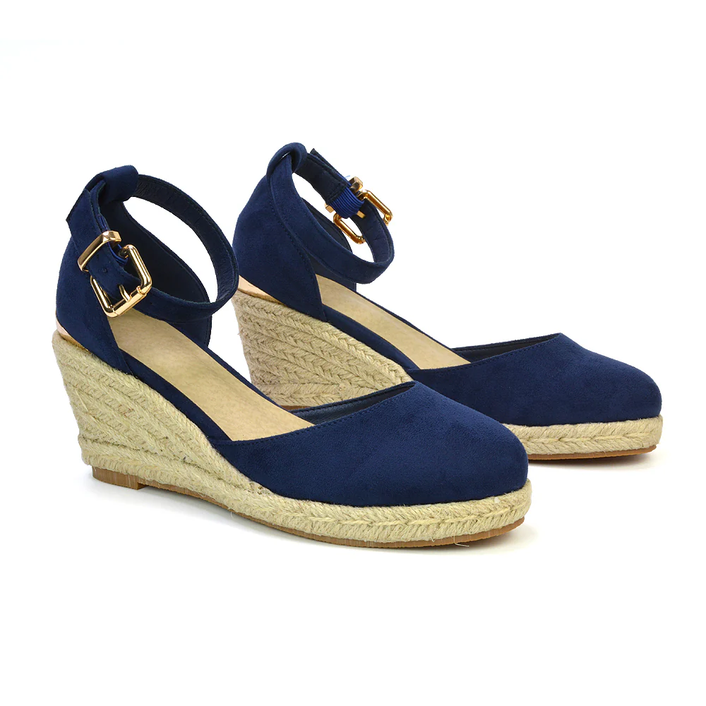 Forest Closed Toe Espadrilles With Sandal Wedge Heel in Navy - Image 14