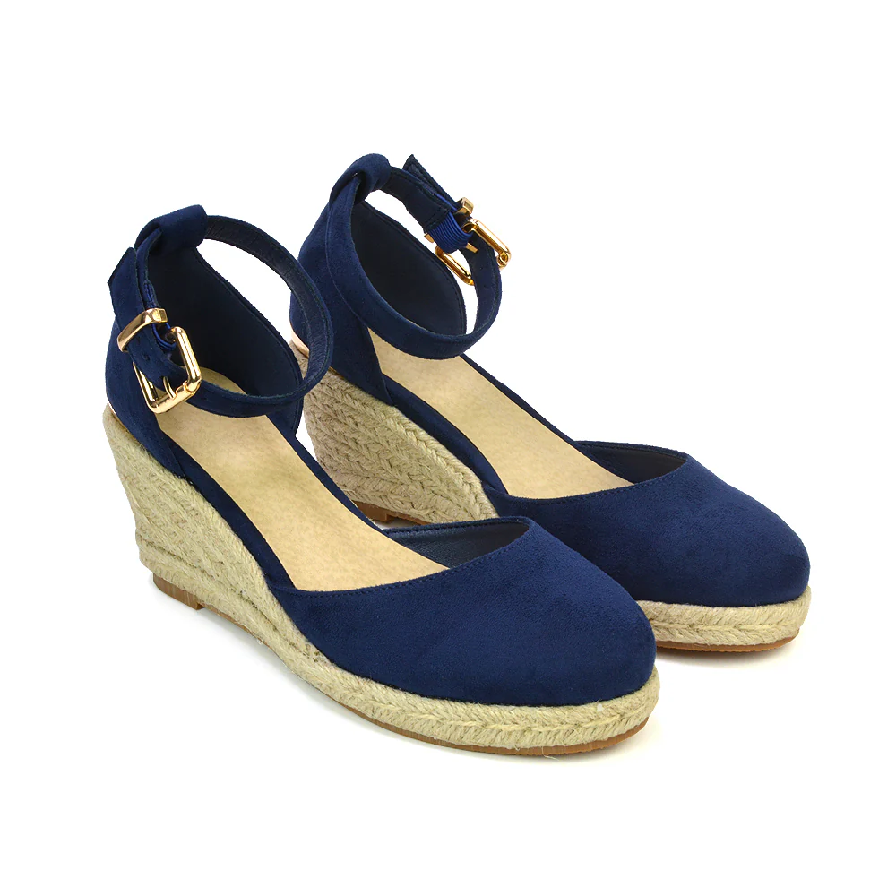 Forest Closed Toe Espadrilles With Sandal Wedge Heel in Navy - Image 35