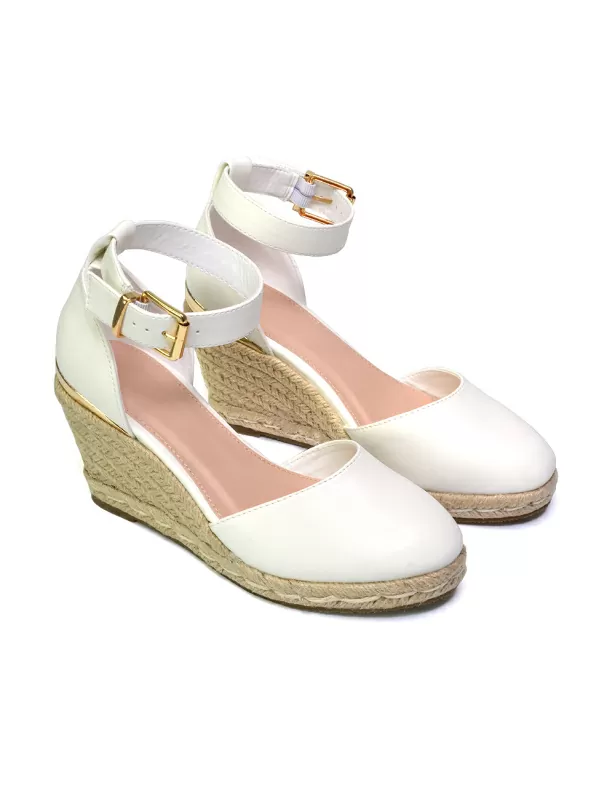 Forest Closed Toe Espadrilles With Sandal Wedge Heel in White - Image 2