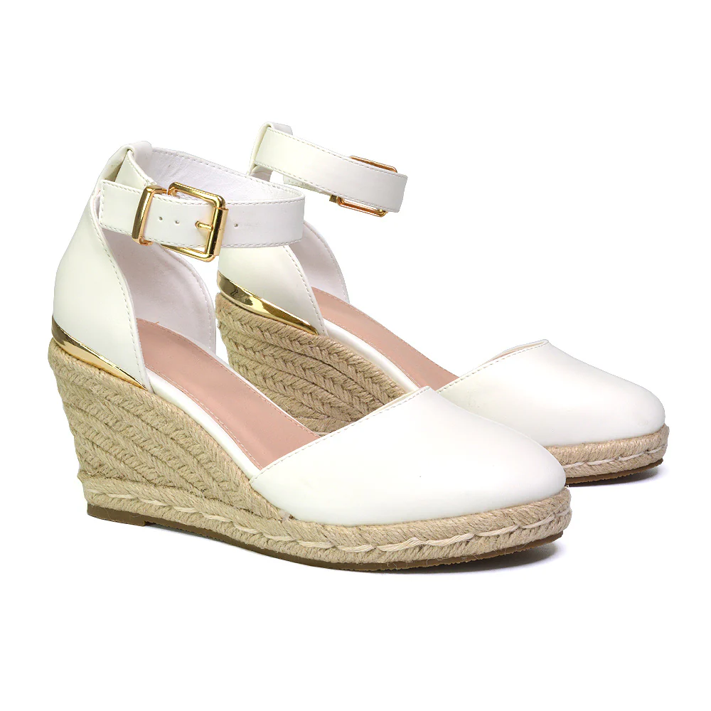 Forest Closed Toe Espadrilles With Sandal Wedge Heel in White - Image 29