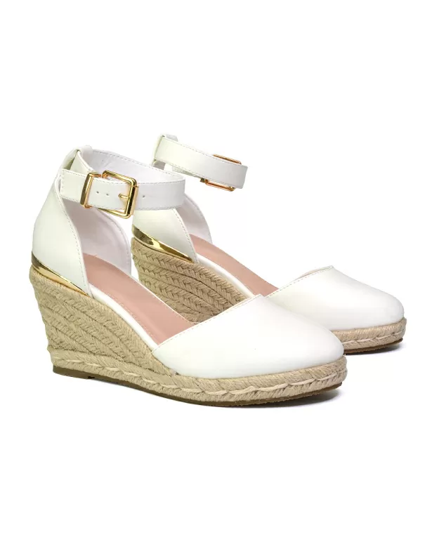 Forest Closed Toe Espadrilles With Sandal Wedge Heel in White - Image 3