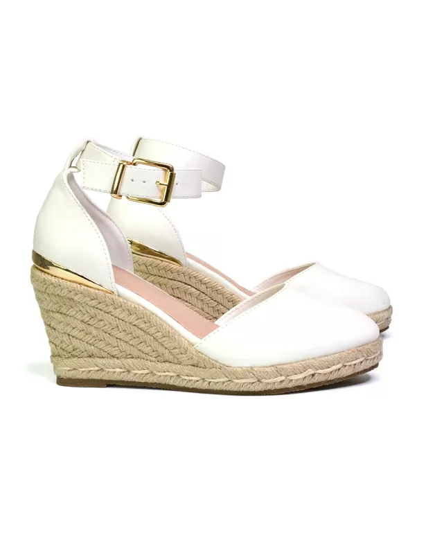 Forest Closed Toe Espadrilles With Sandal Wedge Heel in White - Image 4