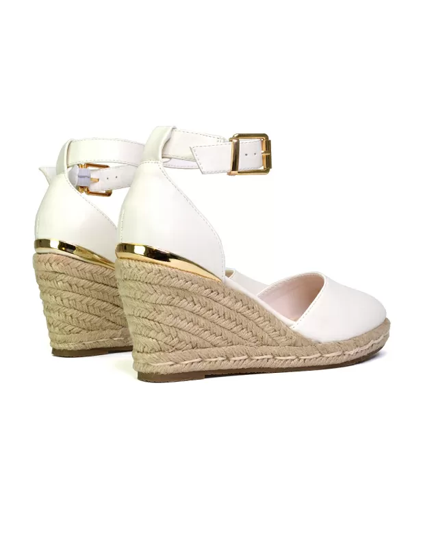 Forest Closed Toe Espadrilles With Sandal Wedge Heel in White - Image 5