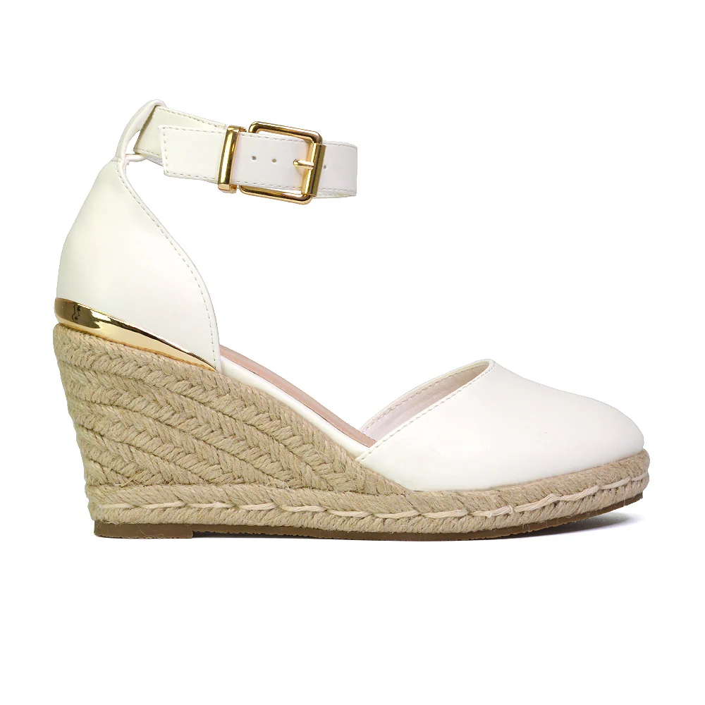 Forest Closed Toe Espadrilles With Sandal Wedge Heel in White - Image 8
