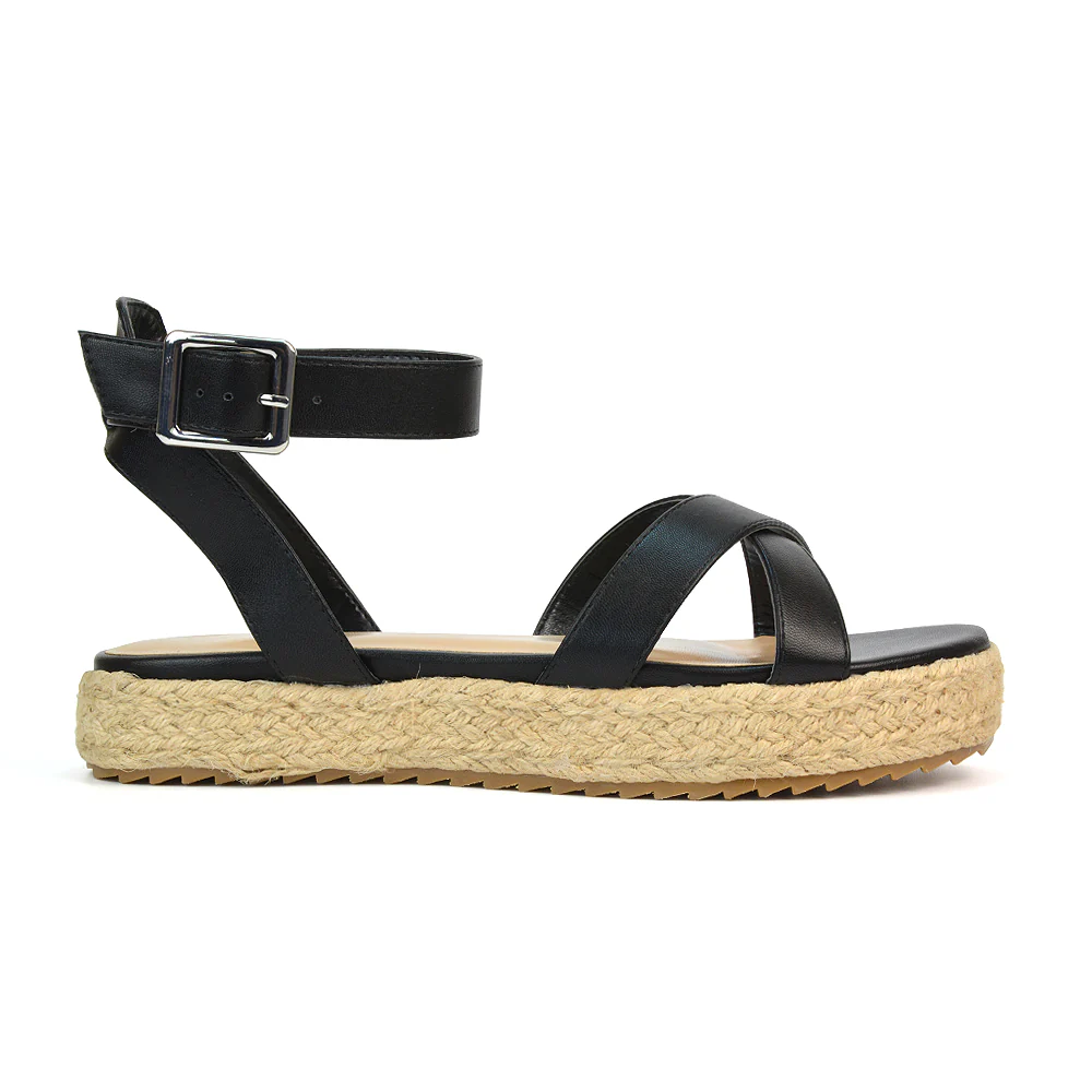 Fran Flatform Strappy Espadrille Flat Summer Sandals In Gold Metallic - Image 11