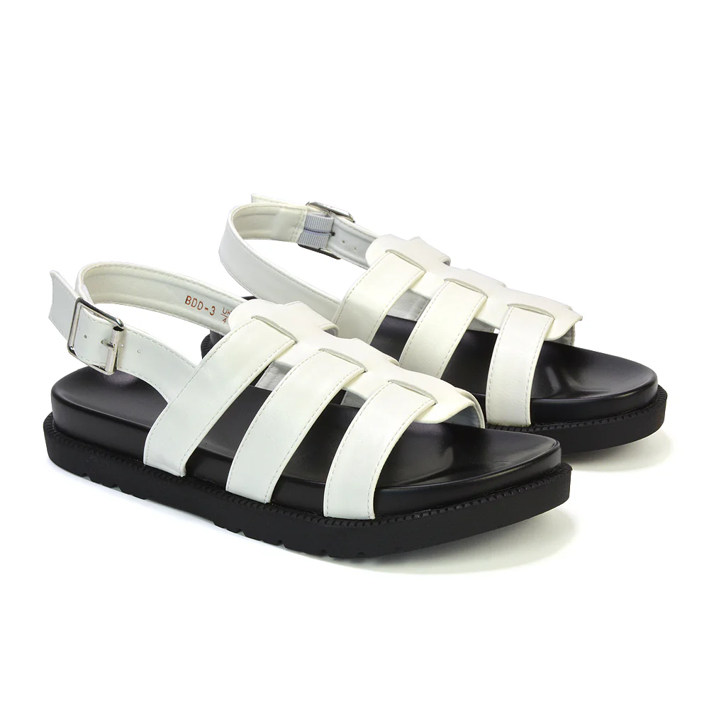 Gayna Womens Strappy Slingback Flatform Chunky Summer Sandals in Black - Image 21