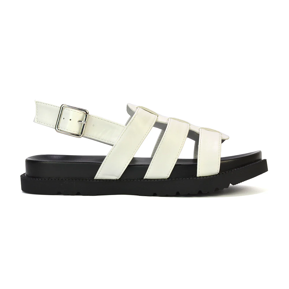 Gayna Womens Strappy Slingback Flatform Chunky Summer Sandals in Silver - Image 33