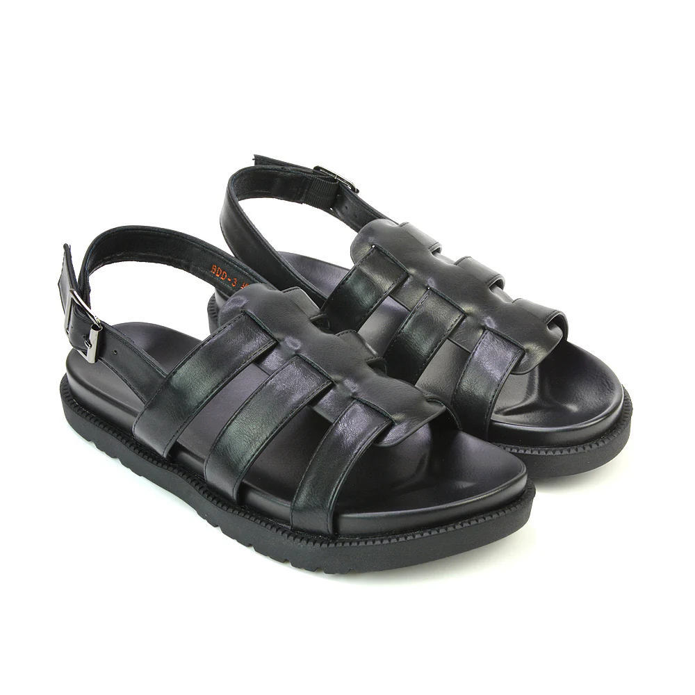 Gayna Womens Strappy Slingback Flatform Chunky Summer Sandals in Silver - Image 94