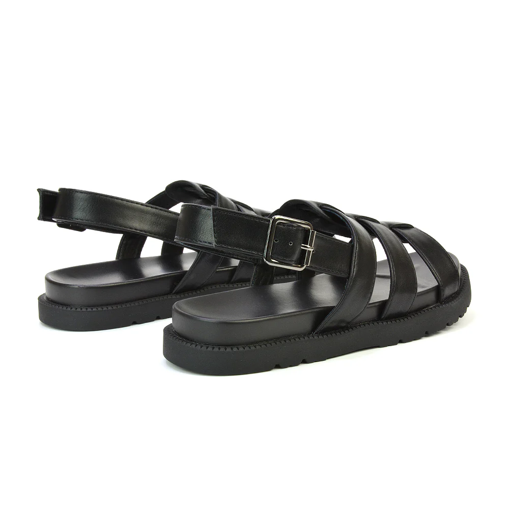Gayna Womens Strappy Slingback Flatform Chunky Summer Sandals in Silver - Image 95