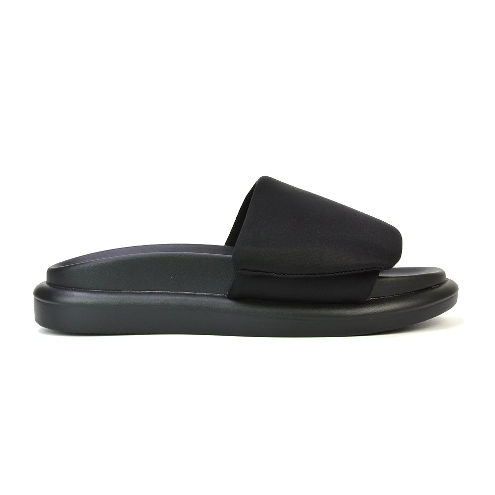 Geri Slip On Adjustable Strap Flatform Slider Flat Sandals in Black - Image 69