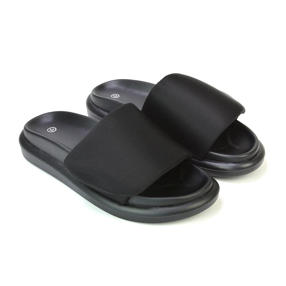 Geri Slip On Adjustable Strap Flatform Slider Flat Sandals in Nude - Image 52