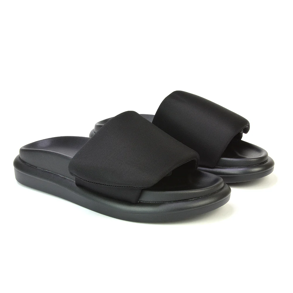 Geri Slip On Adjustable Strap Flatform Slider Flat Sandals in Nude - Image 67