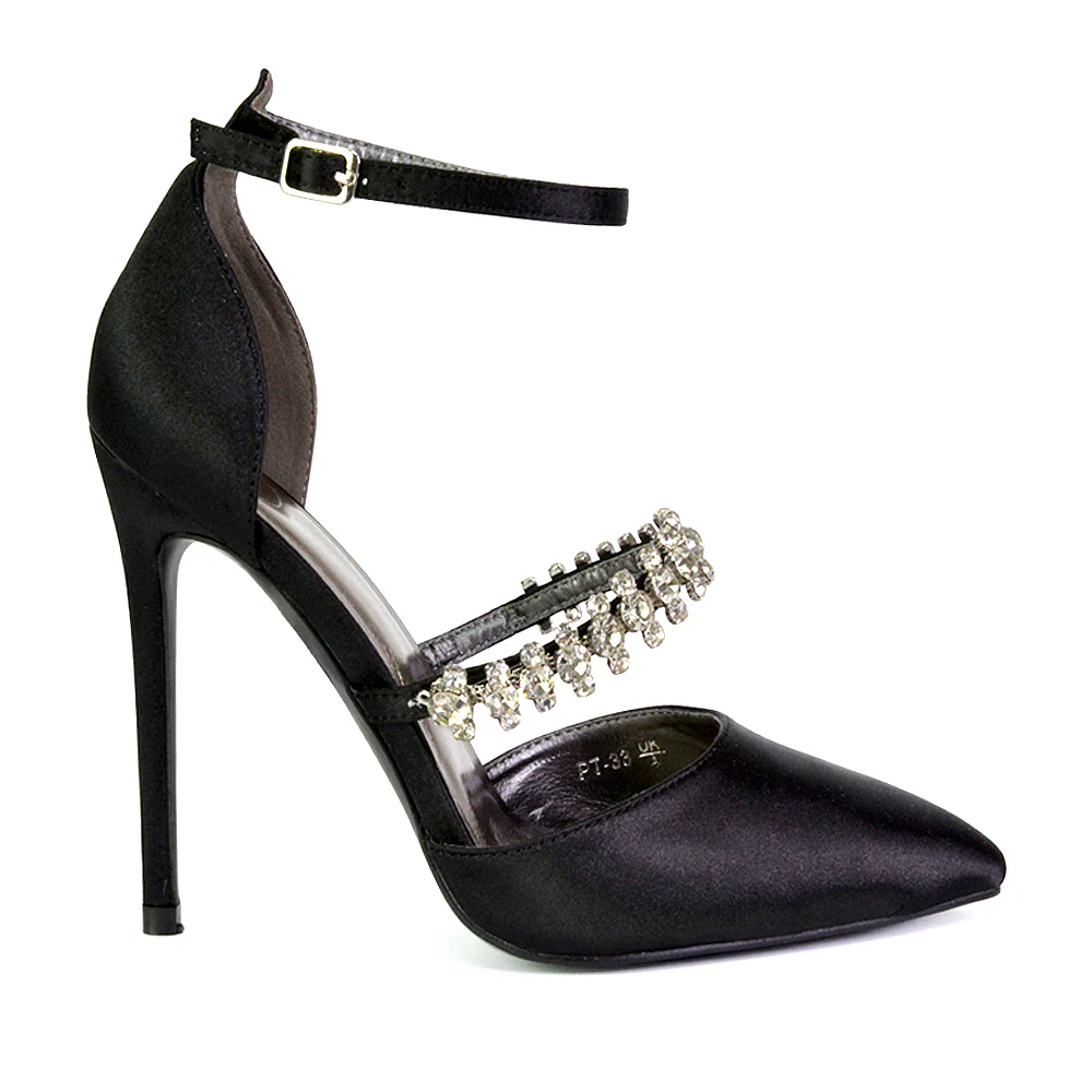 Giana Pointed Toe Strappy Stiletto High Heel Court Wedding Shoes in Ivory - Image 103