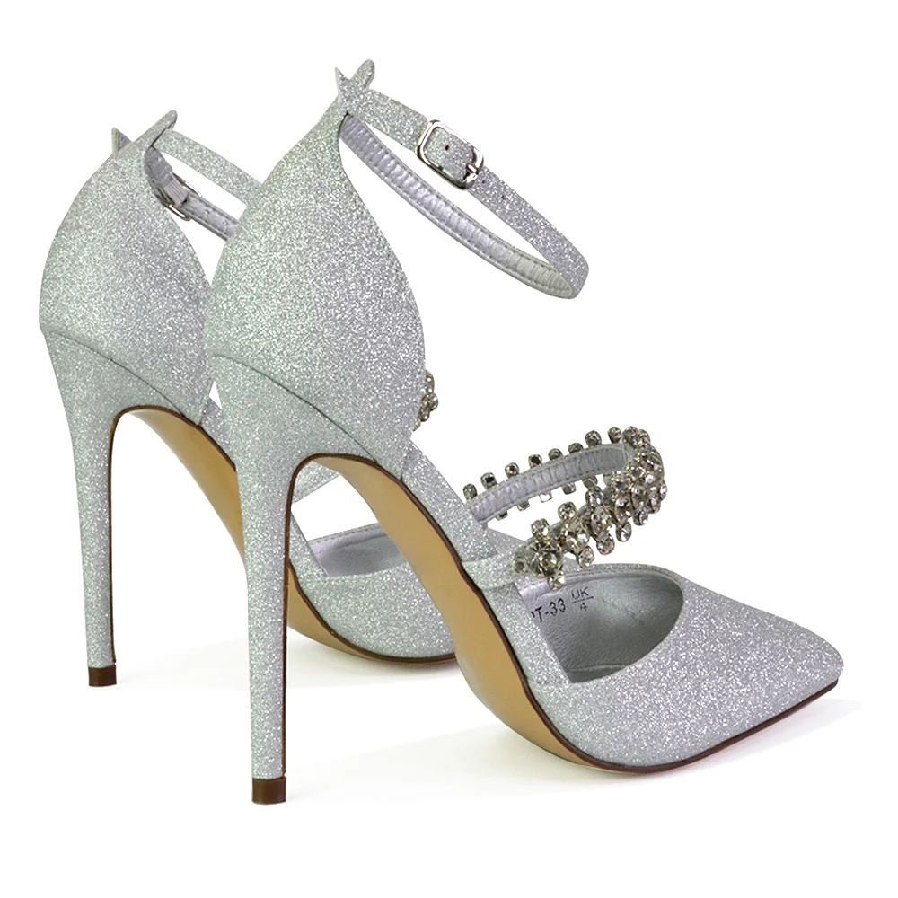 Giana Pointed Toe Strappy Stiletto High Heel Court Wedding Shoes in Ivory - Image 75