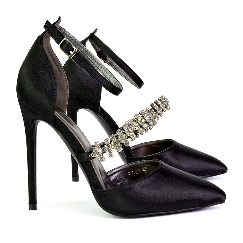 Giana Pointed Toe Strappy Stiletto High Heel Court Wedding Shoes in White - Image 99