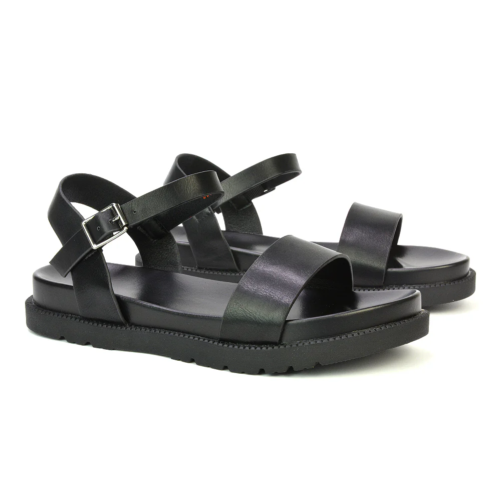 Grace Womens Flatform Ankle Buckle Strappy Summer Sandals in Gold Metallic - Image 14