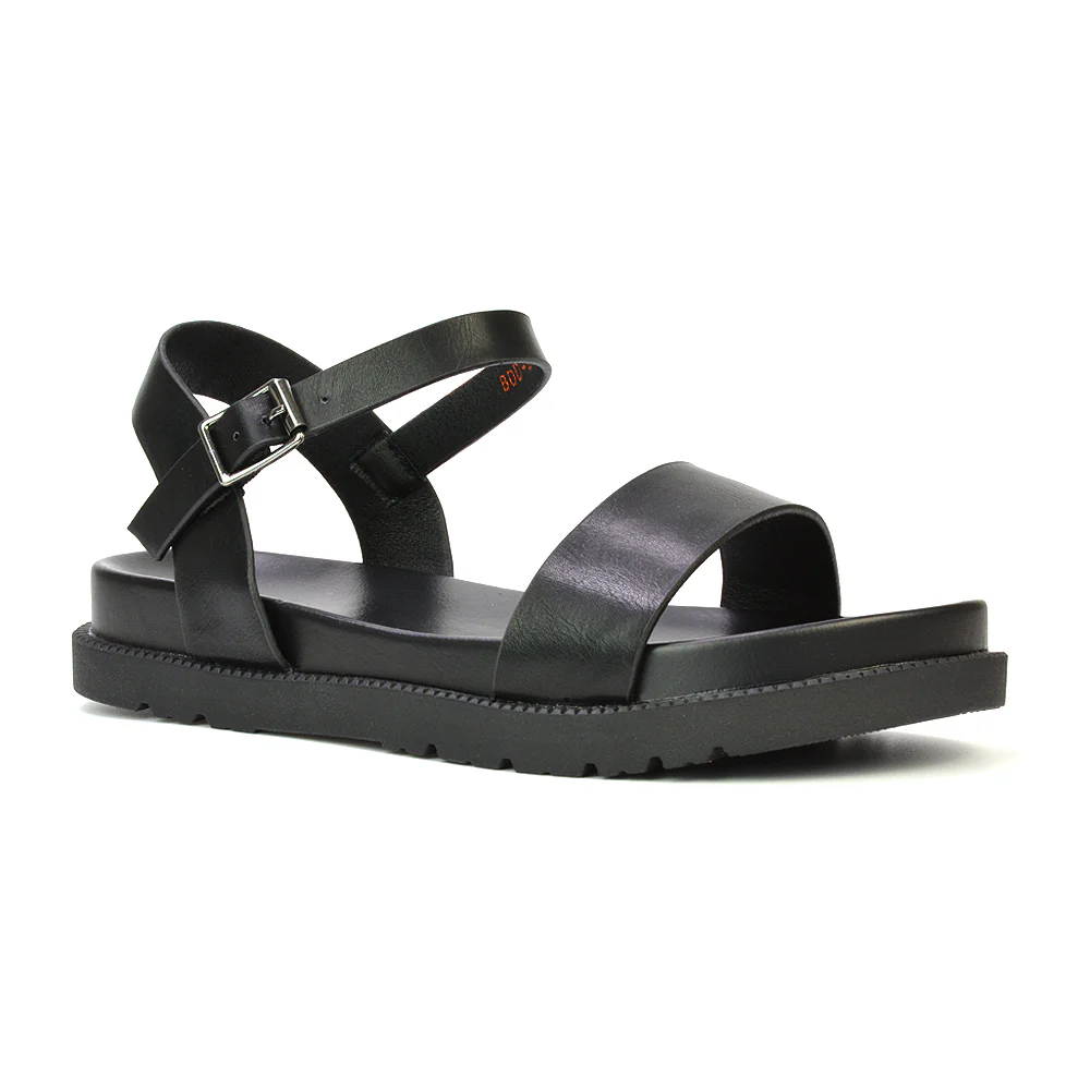 Grace Womens Flatform Ankle Buckle Strappy Summer Sandals in White Synthetic Leather - Image 14