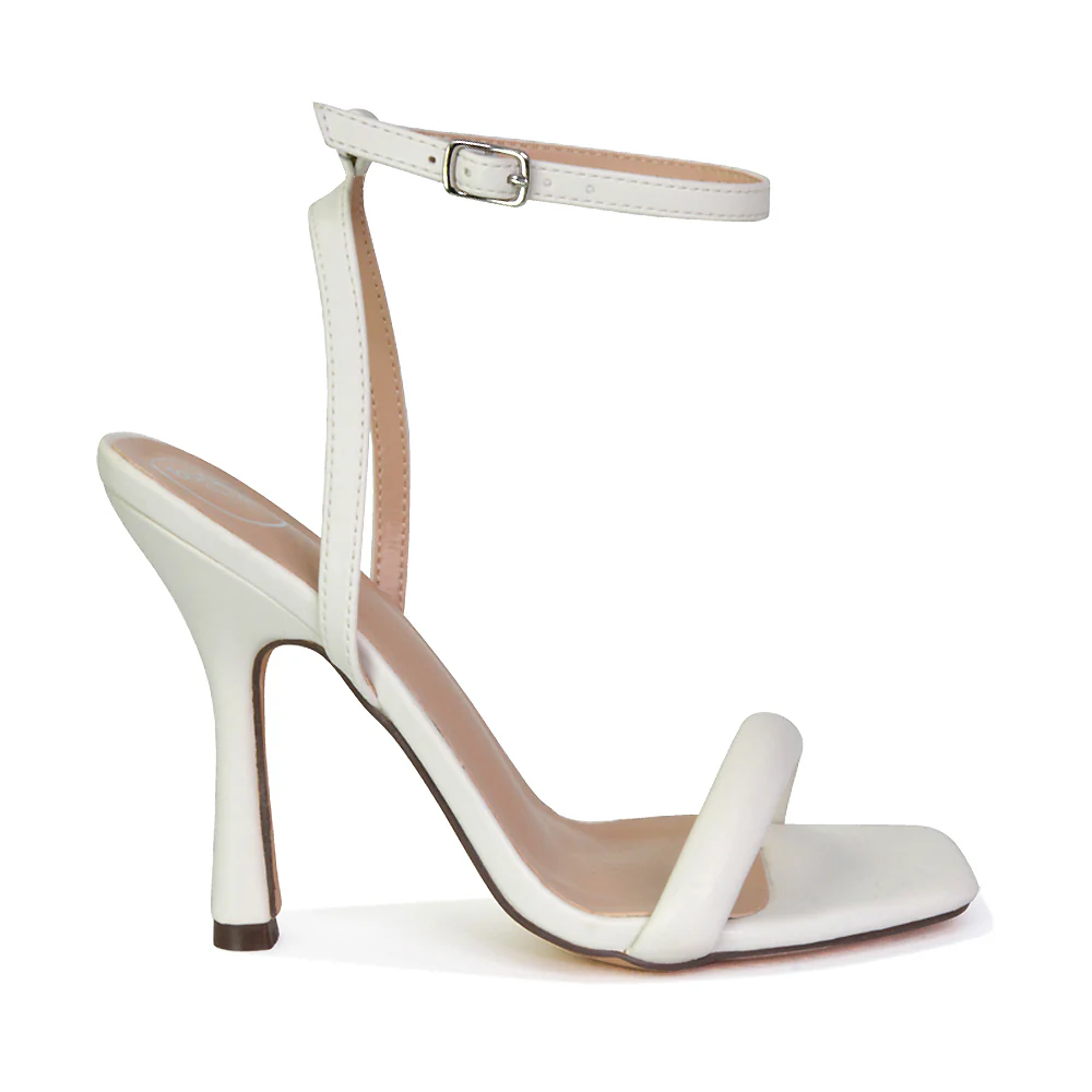 Greta Strappy Square Toe Barely There Stiletto High Heels in Black - Image 50