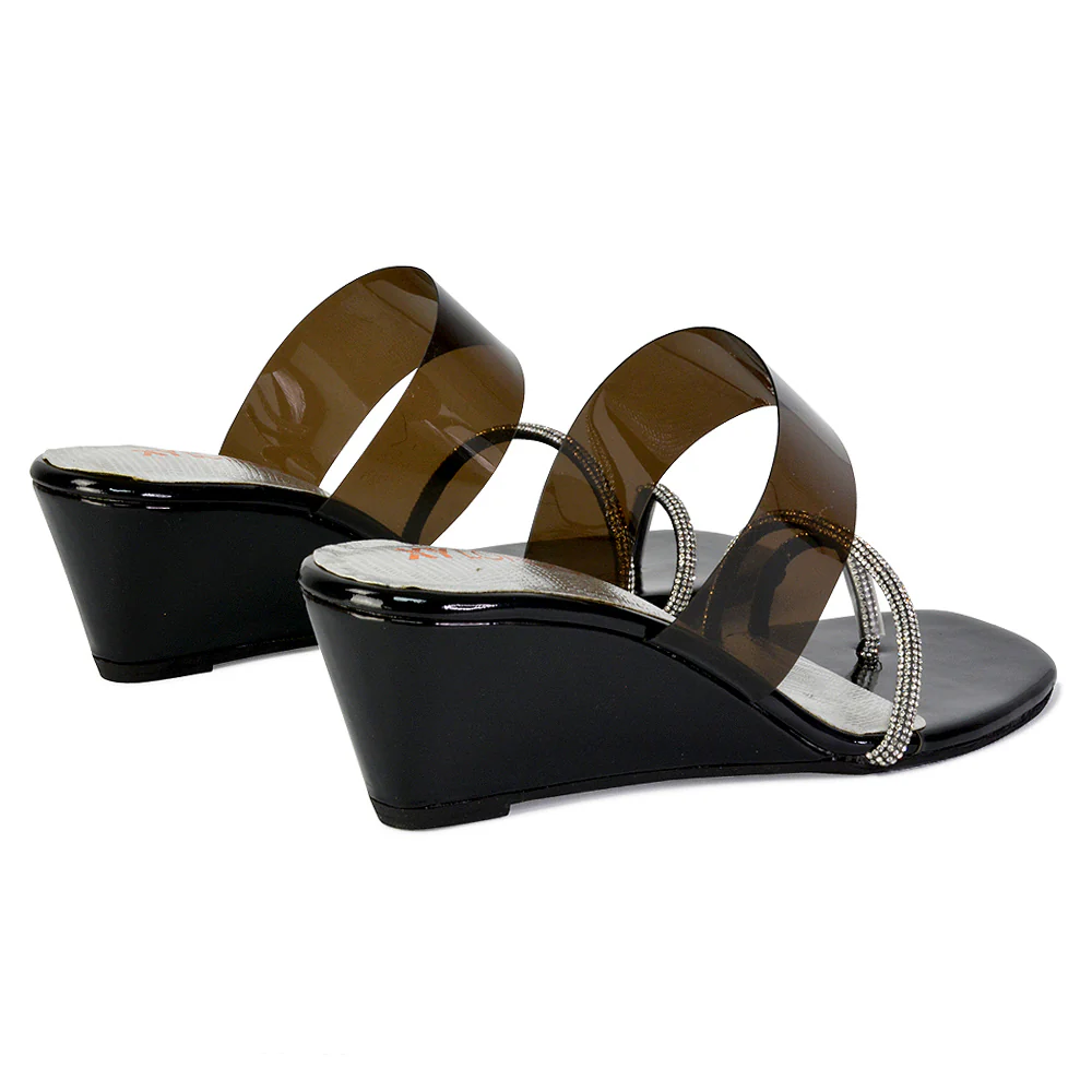 Hayes Perspex Strappy Toe Post Diamante Wedge Heel Sandals in Gold - Image 130