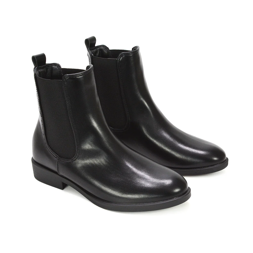 Hollie Women's Flat Chelsea Ankle Boots With Elasticated Gussets in Brown Synthetic Leather - Image 14