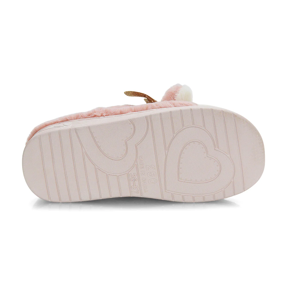Immie Faux Fur Soft Fluffy Christmas Slip on Cosy Reindeer Slippers in Pink - Image 28