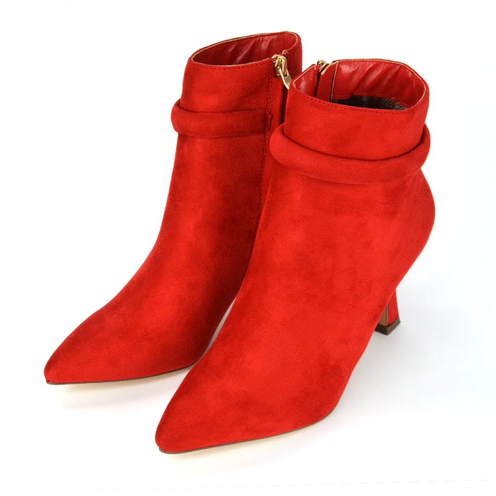 Jaelyn Pointed Toe Ankle Boots Stiletto Heeled Booties In Black Faux Suede - Image 25