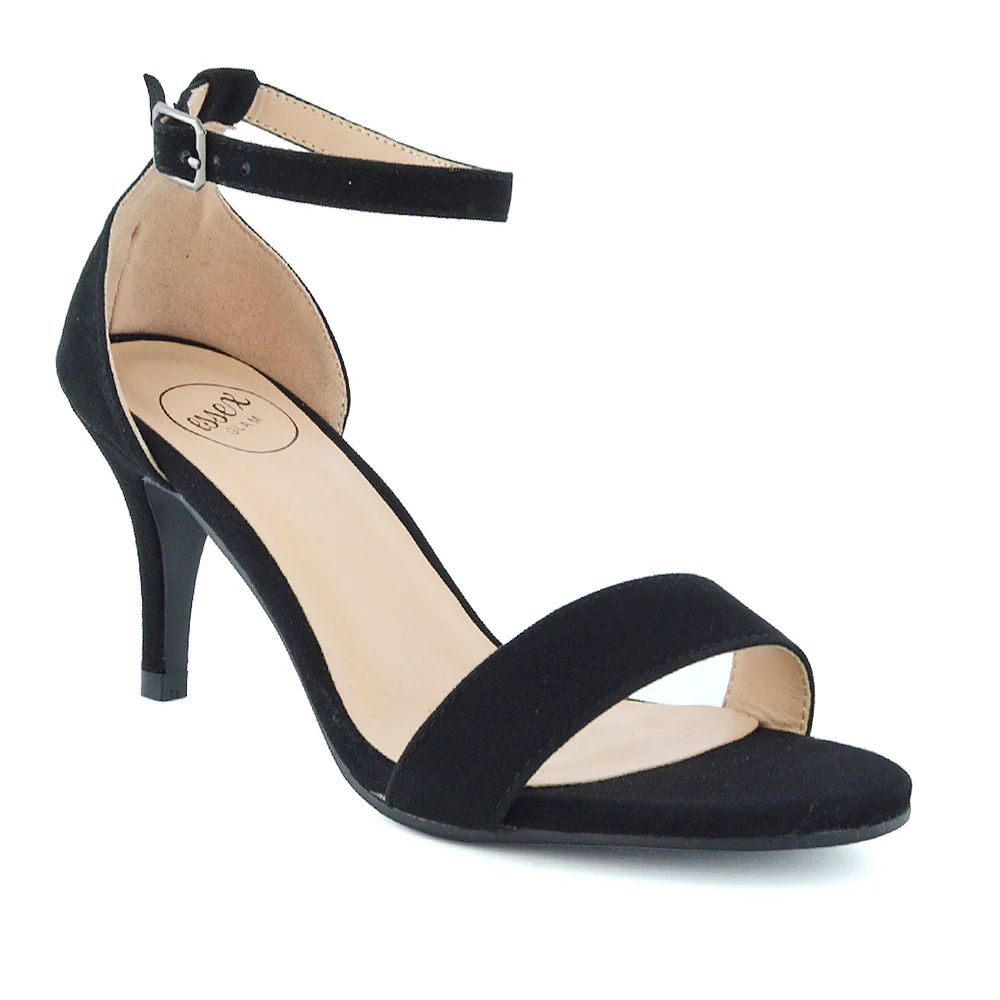 Jamie-Lee Dainty Buckle Ankle Strap mid Stiletto High Heel Sandals in Black - Image 6