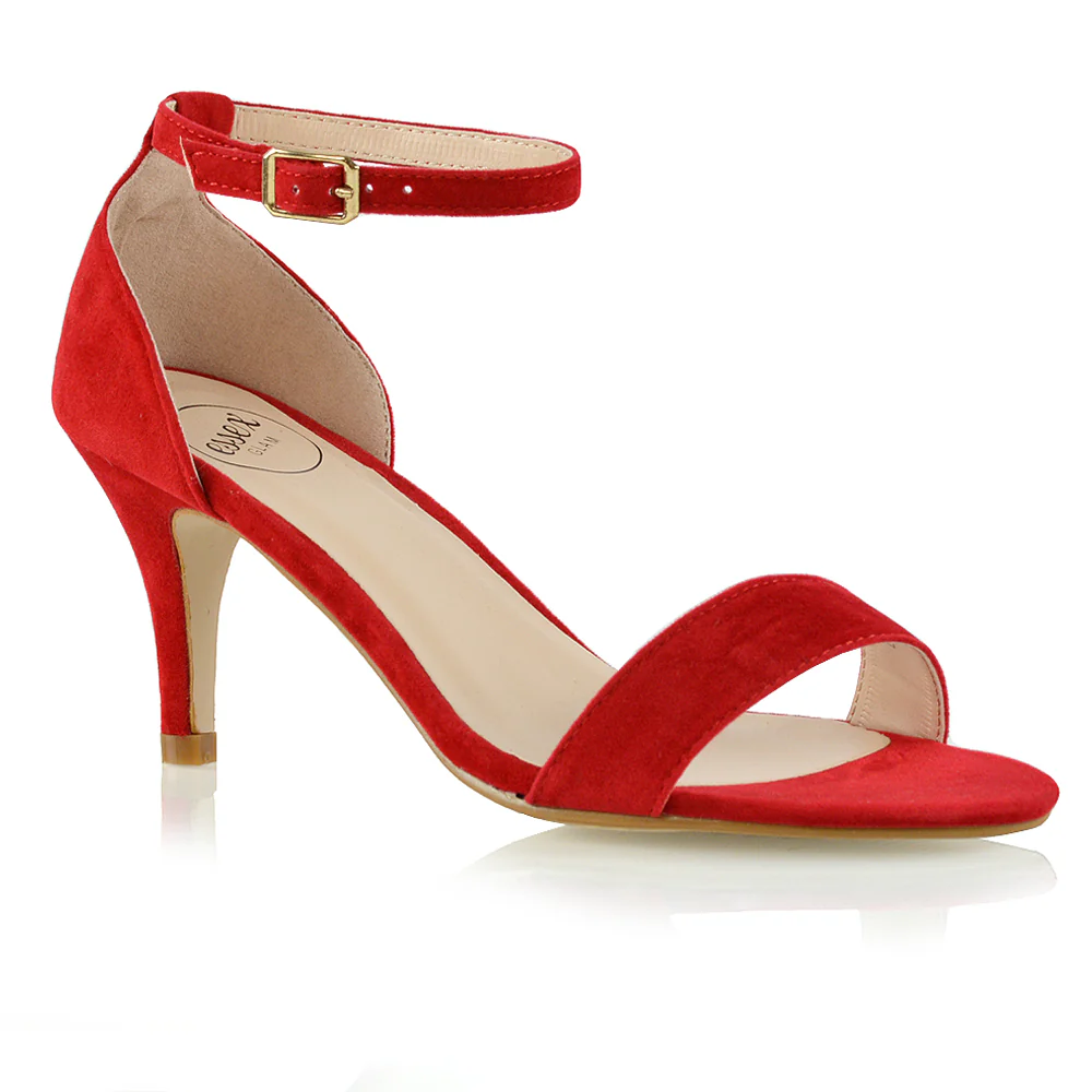 Jamie-Lee Dainty Buckle Ankle Strap mid Stiletto High Heel Sandals in Ivory Satin - Image 16