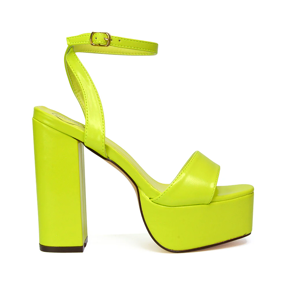Jayce Strappy Chunky Block High Heel Shoes Platform in Black - Image 33