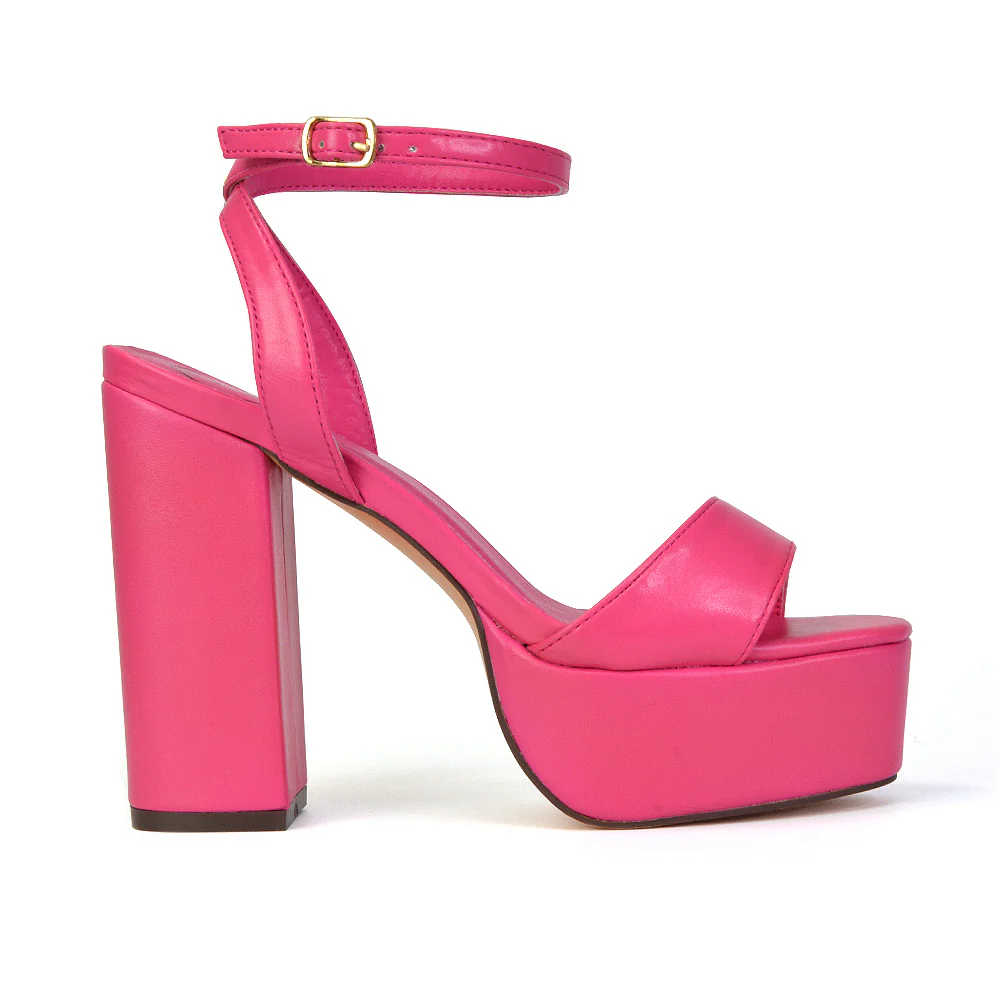 Jayce Strappy Chunky Block High Heel Shoes Platform in Black - Image 88