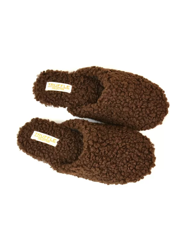 Jody Borg Cosy Slip On Closed Round Toe Mule Flat Slippers in Brown - Image 2