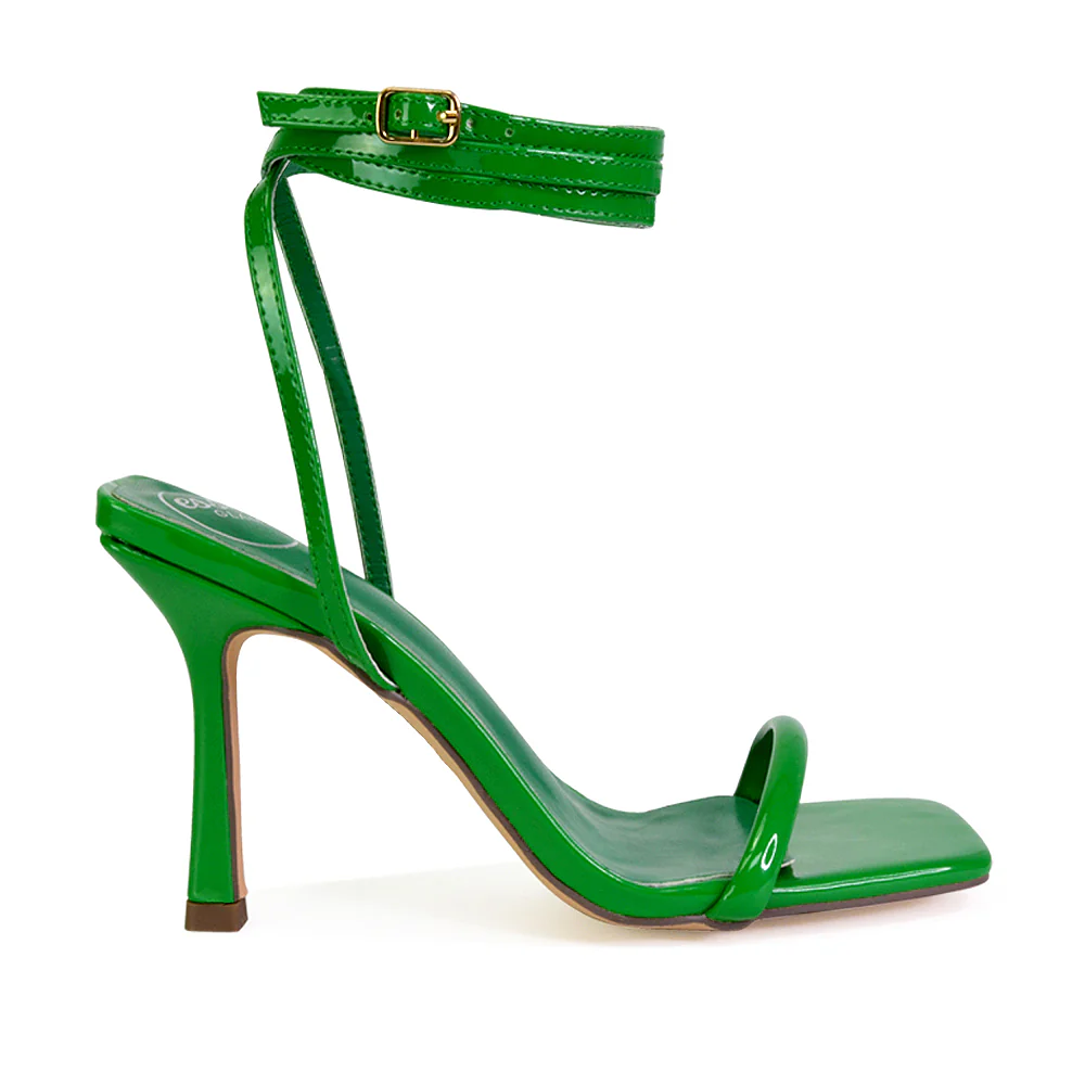 Jolie Square Toe Lace Up Strappy Sandal Stiletto High Heels in Pink - Image 28