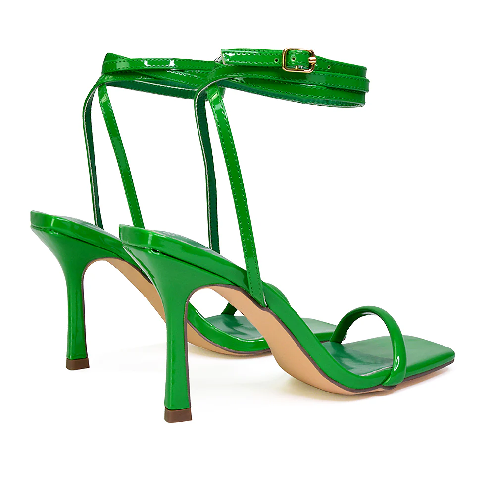 Jolie Square Toe Lace Up Strappy Sandal Stiletto High Heels in Pink - Image 7