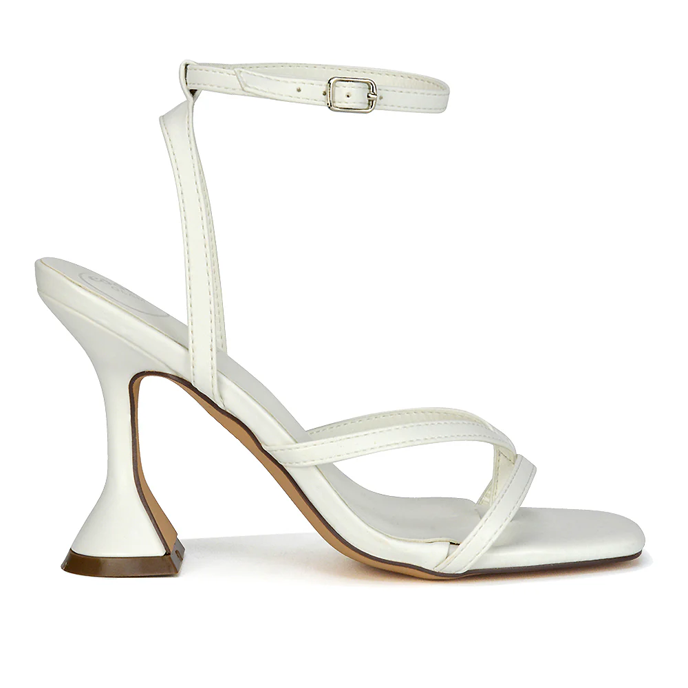 Joni Square Toe Post Block Strappy Sculptured High Heel Sandals in Black Faux Suede - Image 16
