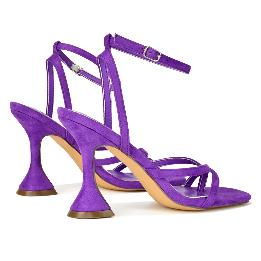 Joni Square Toe Post Block Strappy Sculptured High Heel Sandals in White Synthetic Leather - Image 58