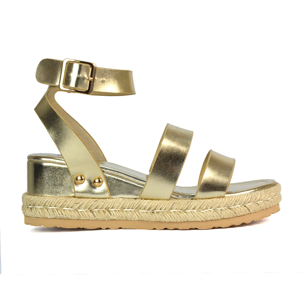 Jorja Platform Wedge Heel Sandals Espadrilles in Nude Synthetic Leather - Image 11