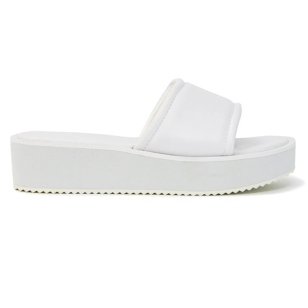 Julian Cleated Sole Slip on Flatform Sandal Slippers in Nude Synthetic Leather - Image 54