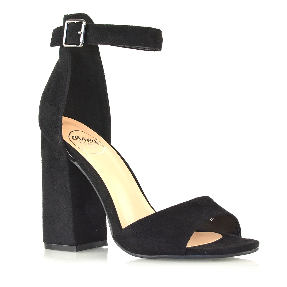 June Barely There Thick Buckle Ankle Strap Block Heel Sandals in Gold Snake - Image 11