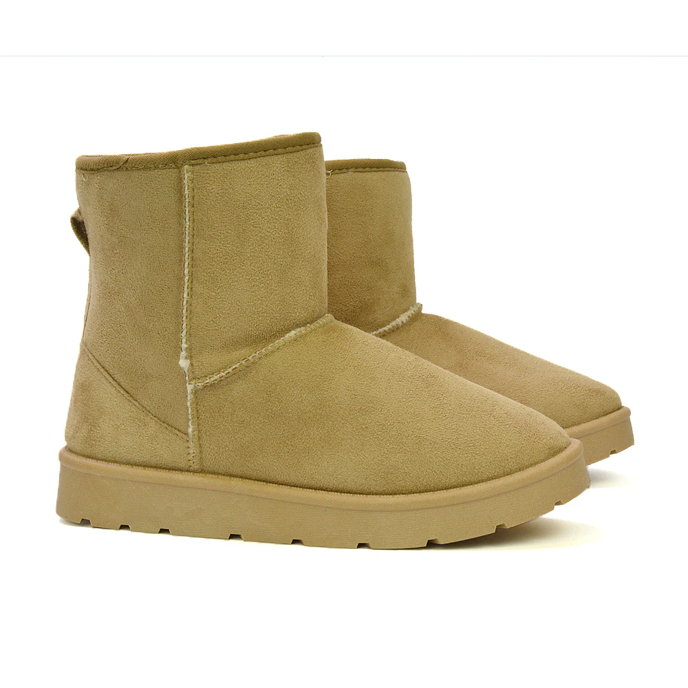 Junie Classic Flat Ankle Winter Boots with Faux Fur Insoles in Chestnut - Image 40