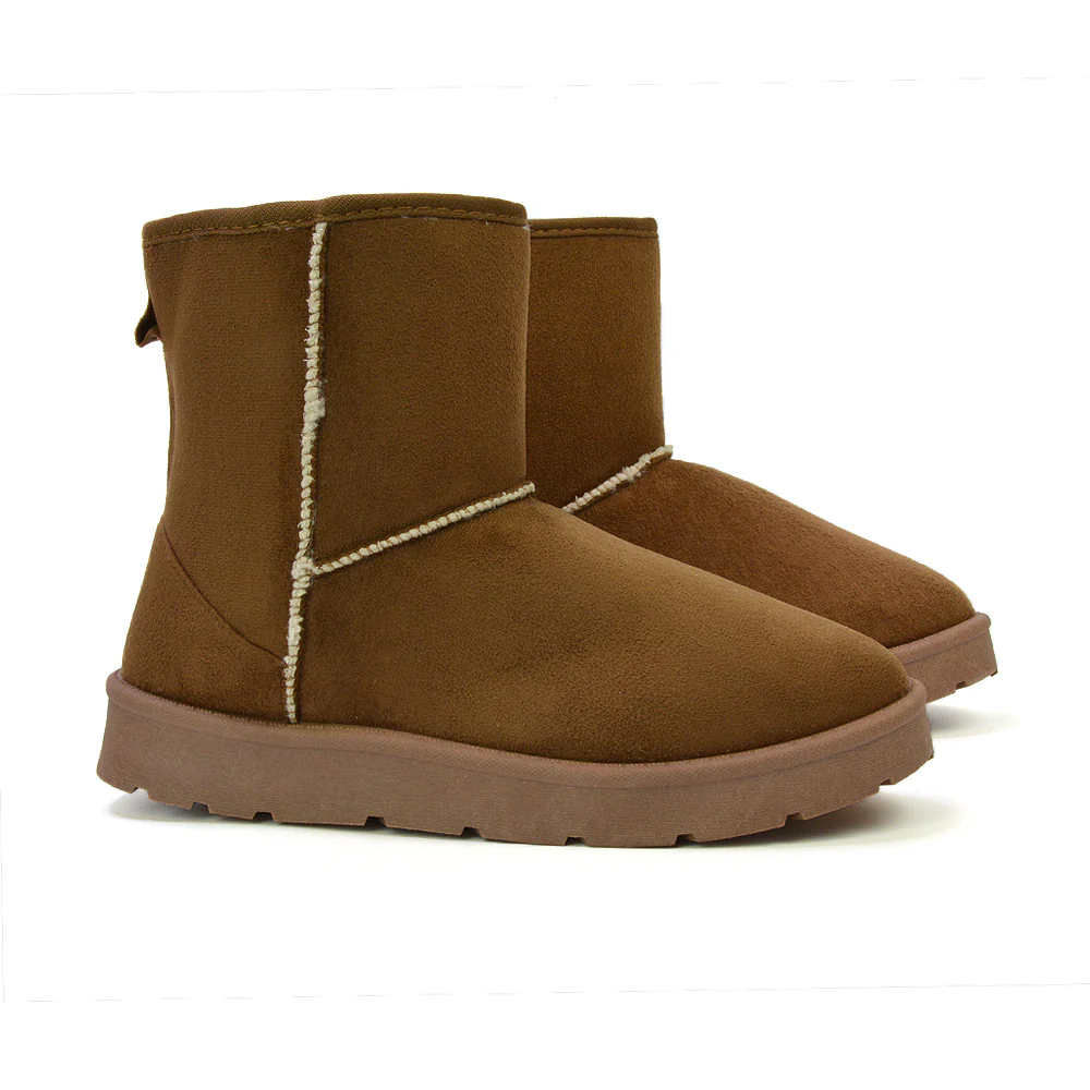 Junie Classic Flat Ankle Winter Boots with Faux Fur Insoles in Sand - Image 24