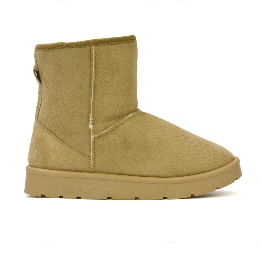 Junie Classic Flat Ankle Winter Boots with Faux Fur Insoles in Sand - Image 42
