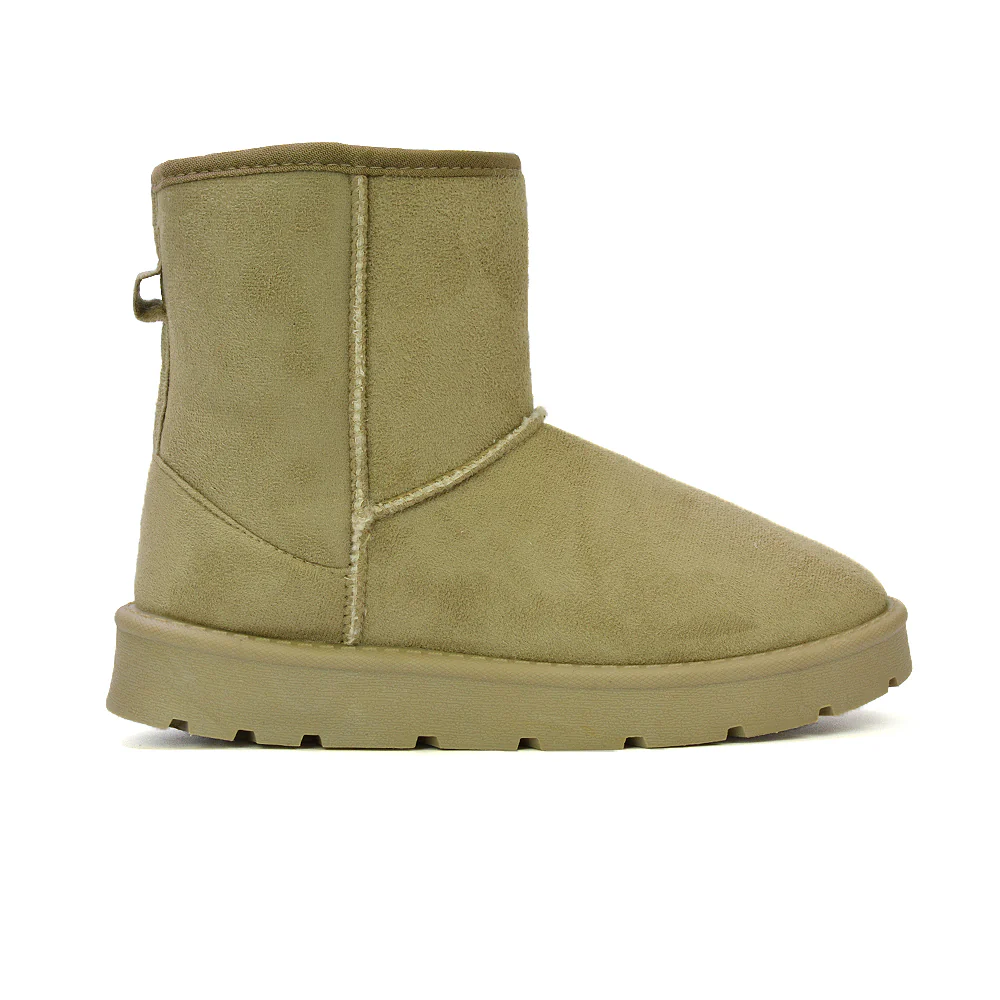 Junie Classic Flat Ankle Winter Boots with Faux Fur Insoles in Sand - Image 73