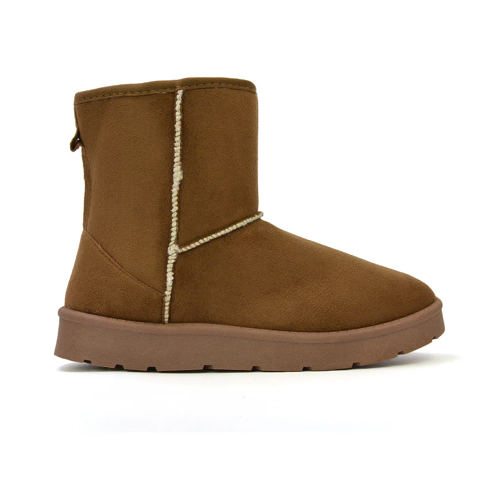 Junie Classic Flat Ankle Winter Boots with Faux Fur Insoles in Sand - Image 8
